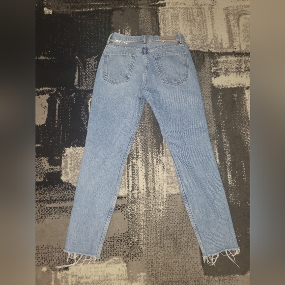 2. GRLFRND KAROLINA CRYSTAL TRIM HIGH WAISTED STRAIGHT JEANS IN KICK IT - Picture 9 of 10